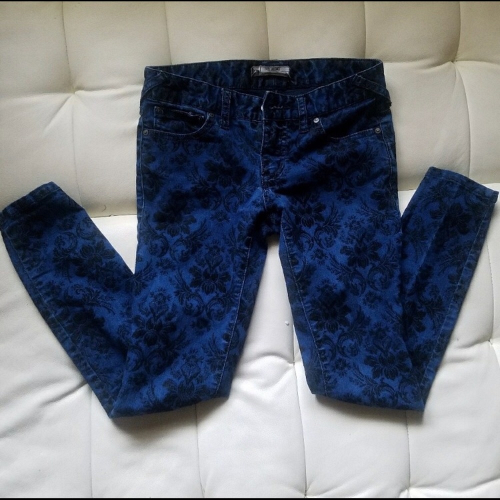 Free People Velvet Floral Flocking Skinny Jeans